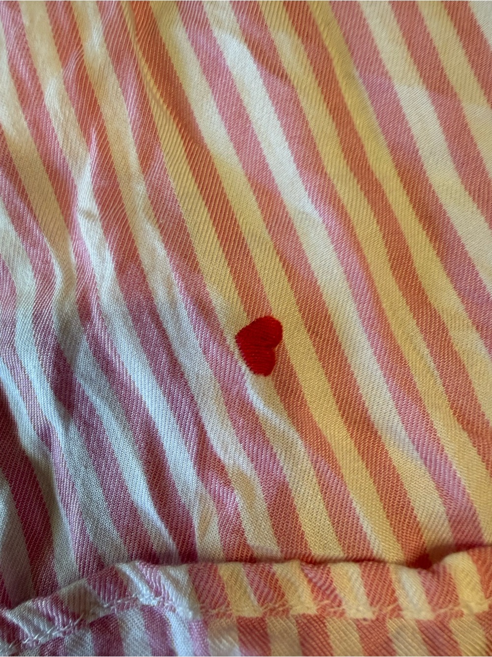 BeachLunchLounge Pink White Striped Heart Embroidered Button Down Shirt small - Picture 5 of 9